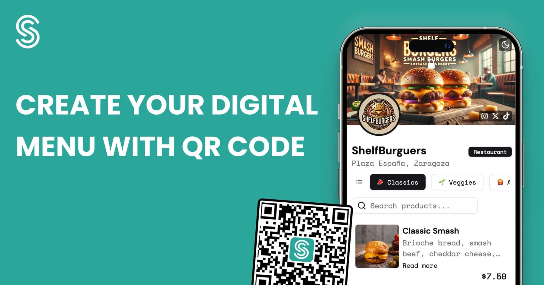 ShelfUp product preview with branded digital menu screens
